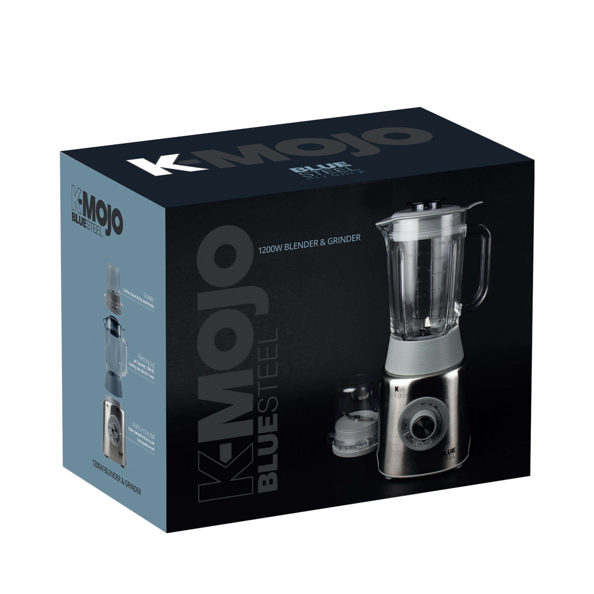 K-mojo Bluesteel 1200w Glass Jug Blender Smoothie Maker